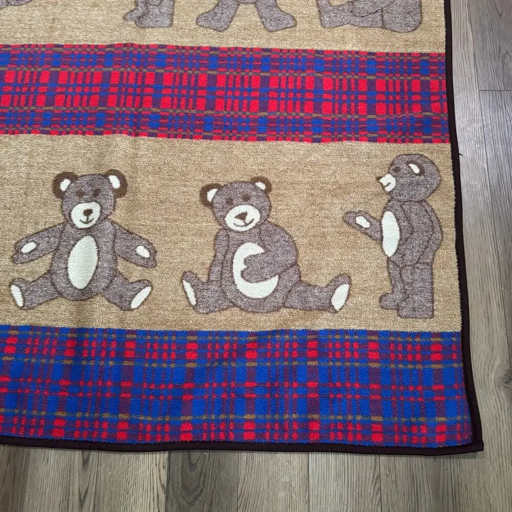 San Marcos Teddy Bear Throw Blanket Plaid Rustic Cabin Decor